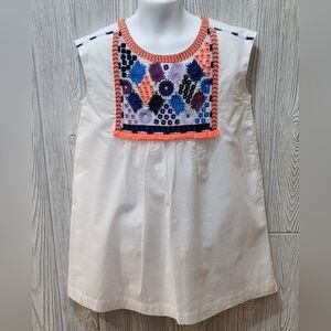 Crewcuts by J.Crew Girls Boho Dress Sz 7 White Floral Embroidered Cotton Lined